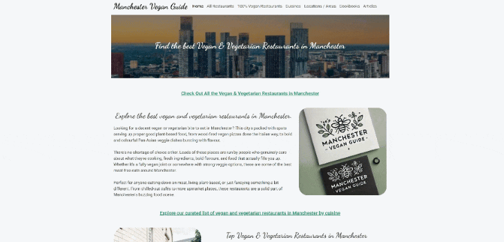 Manchester Vegan Guide project preview